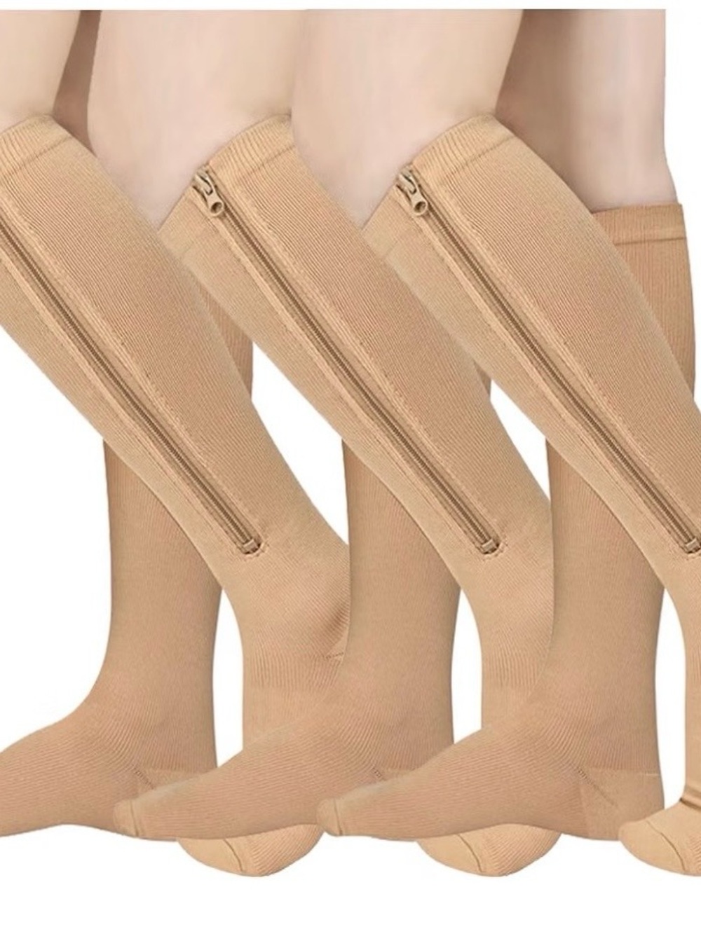 3 pair Zippered Compression Socks Toe Style XXXL
